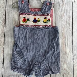Boys 3T striped overall shorts